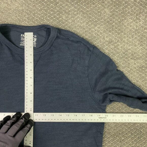 Faherty Sunwashed Shirt Mens Medium Blue Long Sleeve Sweatshirt Crewneck Organic - Picture 8 of 10